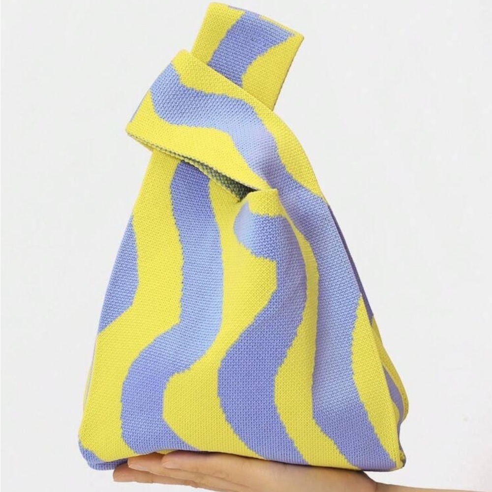✨NEW Stylish Yellow and Blue Women's mini knit tote Bag - Picture 2 of 5
